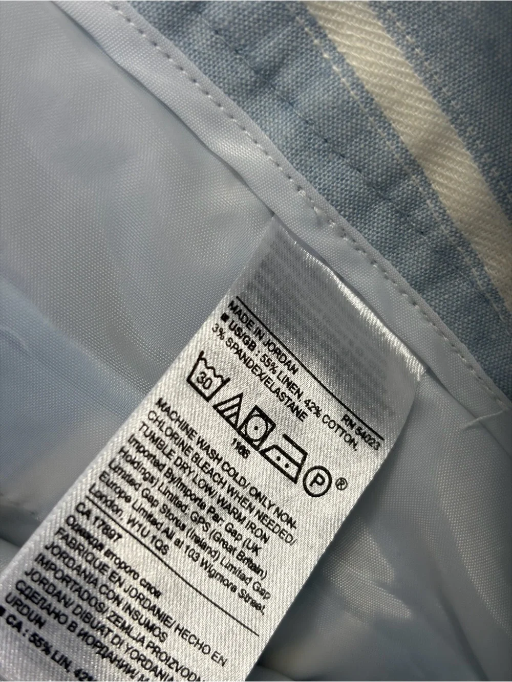 Banana Republic Linen Blend Light Blue Vertical Stripe Chinos 4
